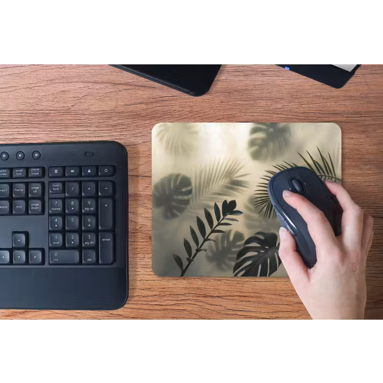 Planten - Bladeren - Schaduwen - Groen - Modern muismat rubber klein -toetsenbord