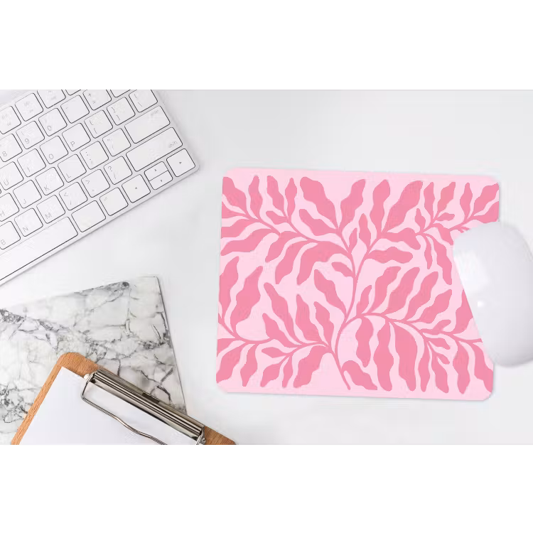 Planten - Organisch - Abstract - Modern - Roze muismat rubber klein -witbureau