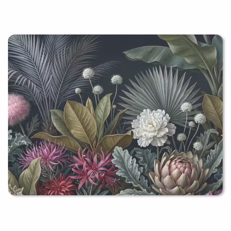 Planten - Tropisch - Botanisch - Donker - Groen muismat rubber klein -3d