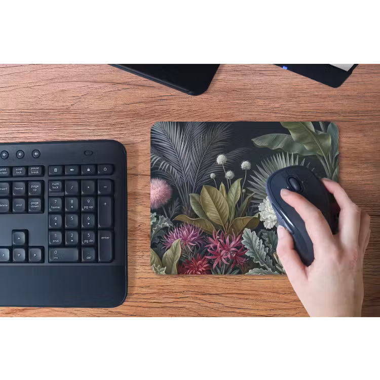 Planten - Tropisch - Botanisch - Donker - Groen muismat rubber klein -toetsenbord