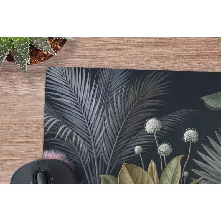 Planten - Tropisch - Botanisch - Donker - Groen muismat rubber klein -closeup