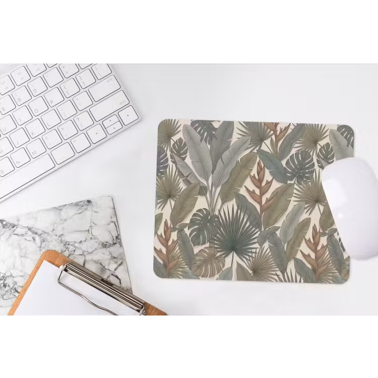 Planten - Tropisch - Natuur - Illustratie - Groen muismat rubber klein -witbureau