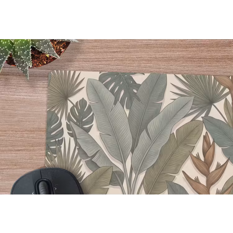Planten - Tropisch - Natuur - Illustratie - Groen muismat rubber klein -closeup