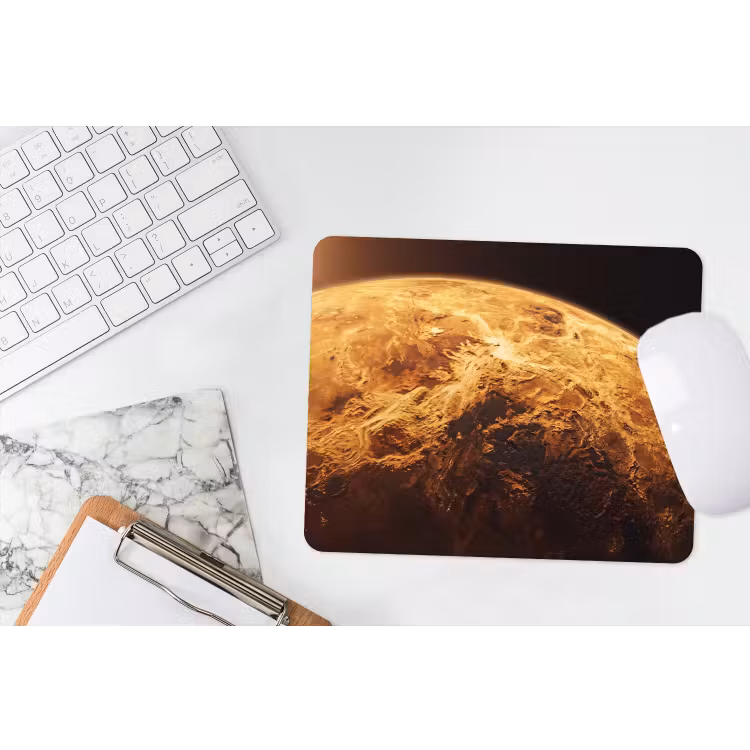 Mauspad - Planet – Weltraum – Orange - Planeet - Ruimte - Oranje muismat rubber klein