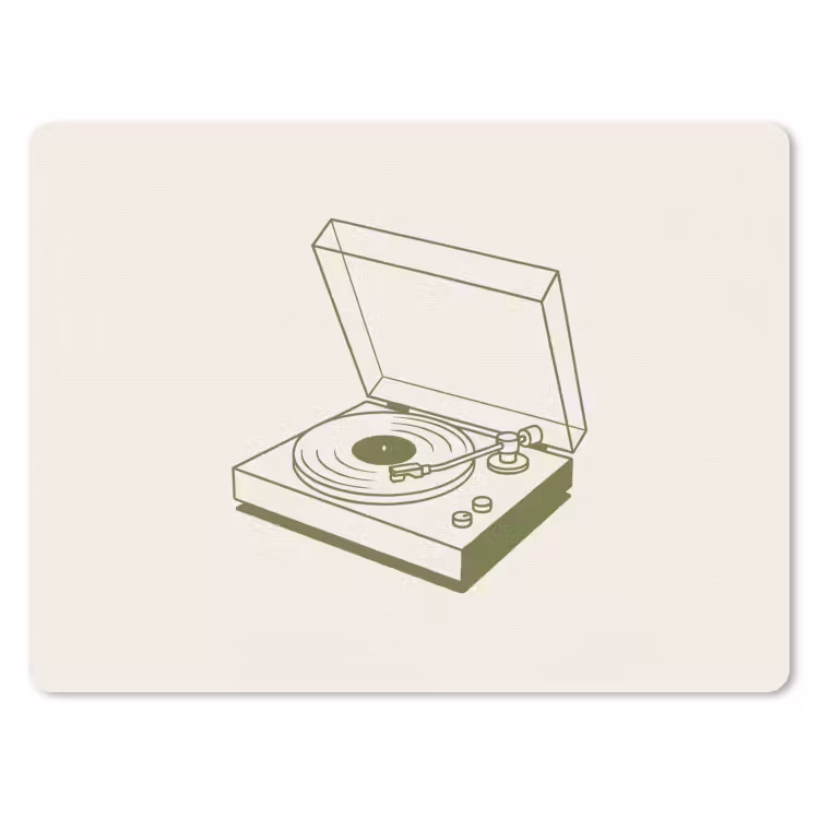 Platenspeler - Vinyl - Muziek - Minimalistisch - Groen muismat rubber klein -3d