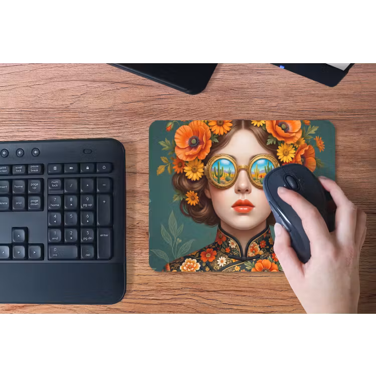 Portret - Vrouw - Kleurrijk - Expressief muismat rubber klein -toetsenbord