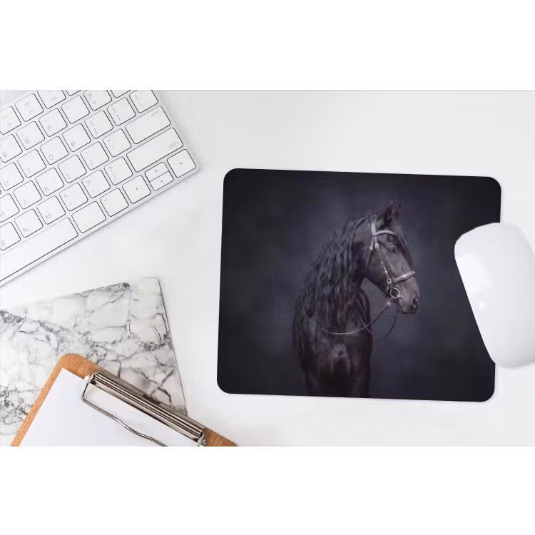 Portret - Paard - Donker muismat rubber klein -witbureau
