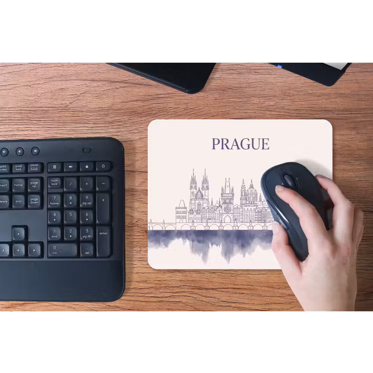 Praag - Skyline - Architectuur - Blauw muismat rubber klein -toetsenbord