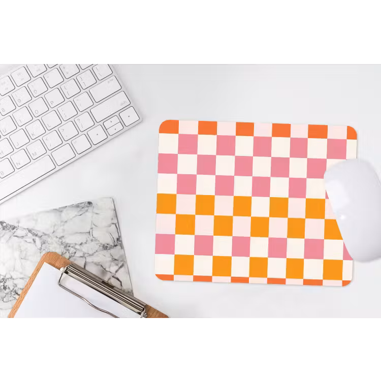 Vierkant - Patroon - Oranje muismat rubber klein 262 -witbureau