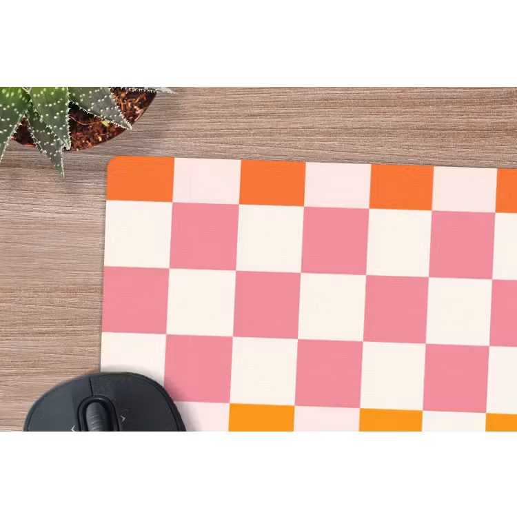 Vierkant - Patroon - Oranje muismat rubber klein 262 -closeup