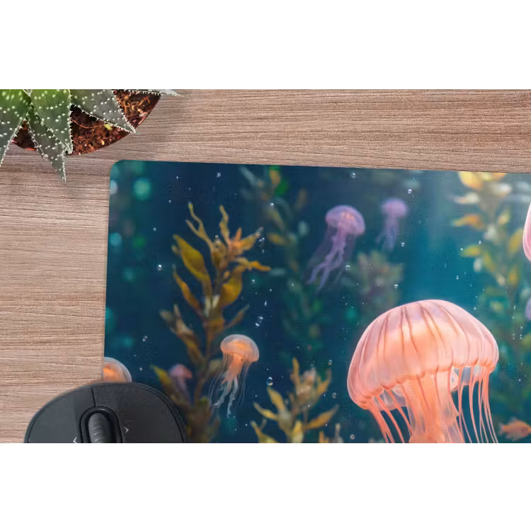 Kwal - Roze - Onderwater - Zeeleven - Dieren muismat rubber klein -closeup