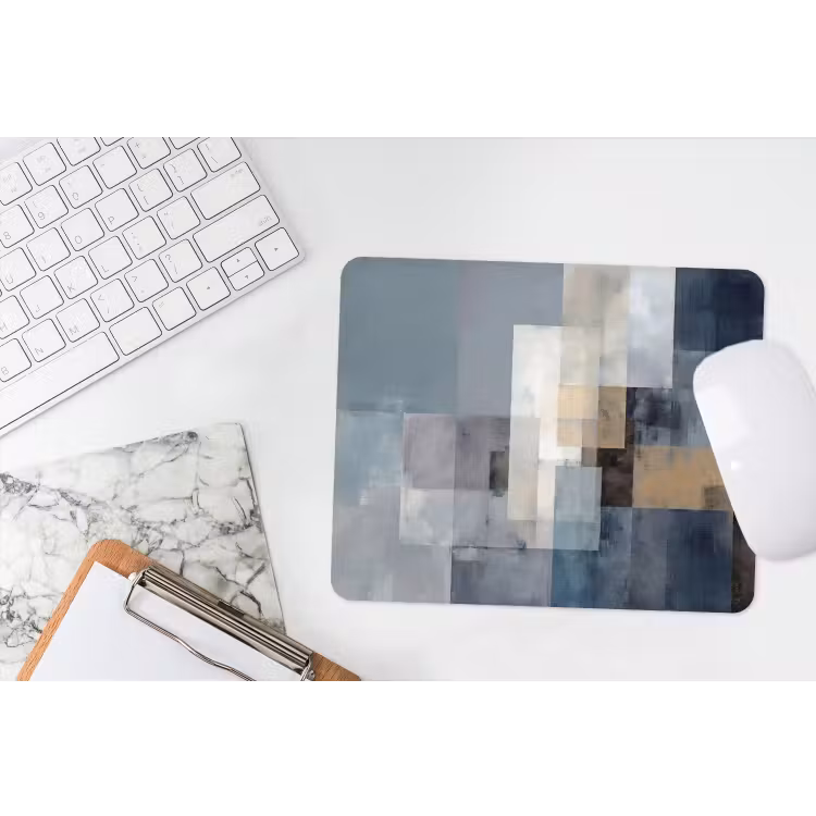 Rechthoeken - Abstract - Blauw muismat rubber klein -witbureau