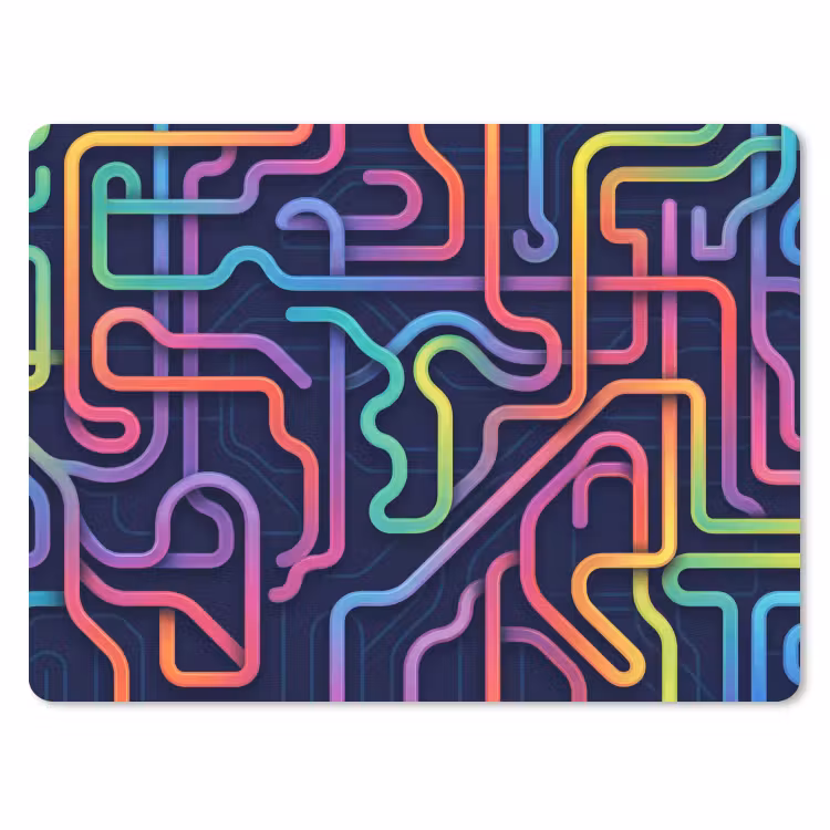 Retro - Abstract - Neon muismat rubber klein -3d