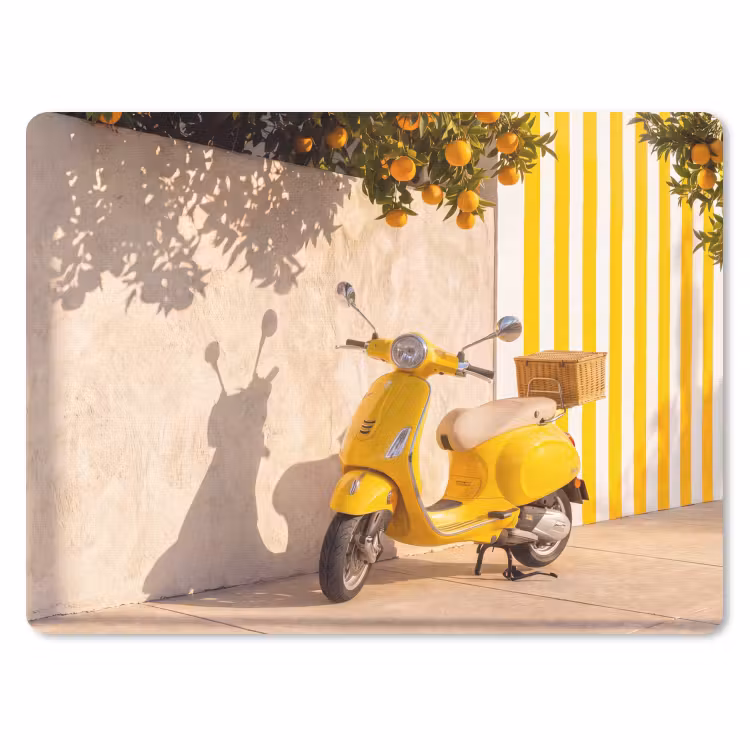 Scooter - Natuur - Zomer - Geel - Mediterraan muismat rubber klein -3d