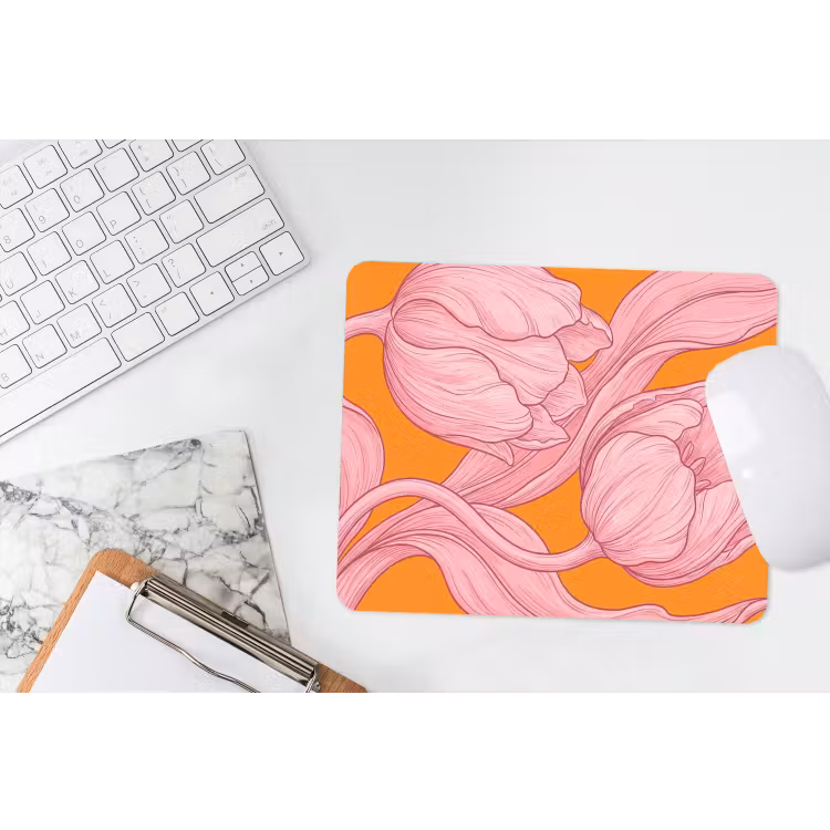 Mauspad - Rosa Blumen – Modern - Roze bloemen - Modern muismat rubber klein