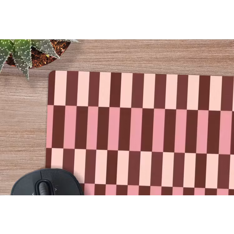 Roze - Rood - Blokjes muismat rubber klein 262 -closeup