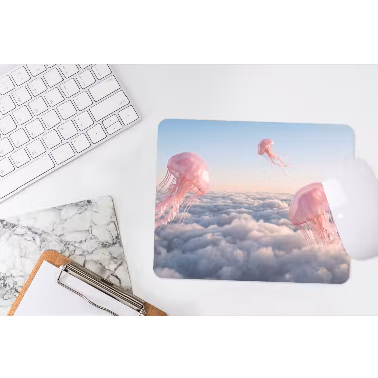 Mauspad - Rosa Tier – Wolken - Roze dier - Wolken muismat rubber klein