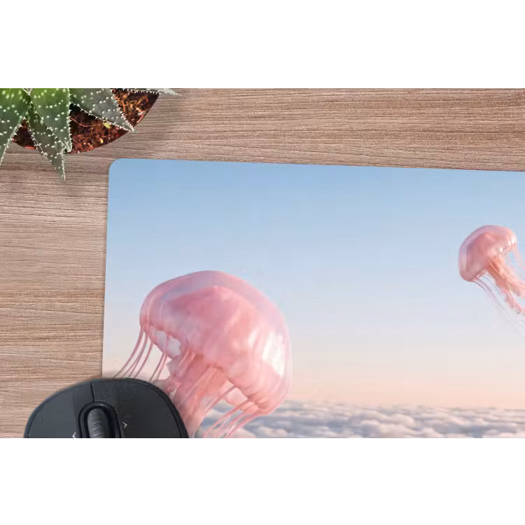 Mauspad - Rosa Tier – Wolken - Roze dier - Wolken muismat rubber klein
