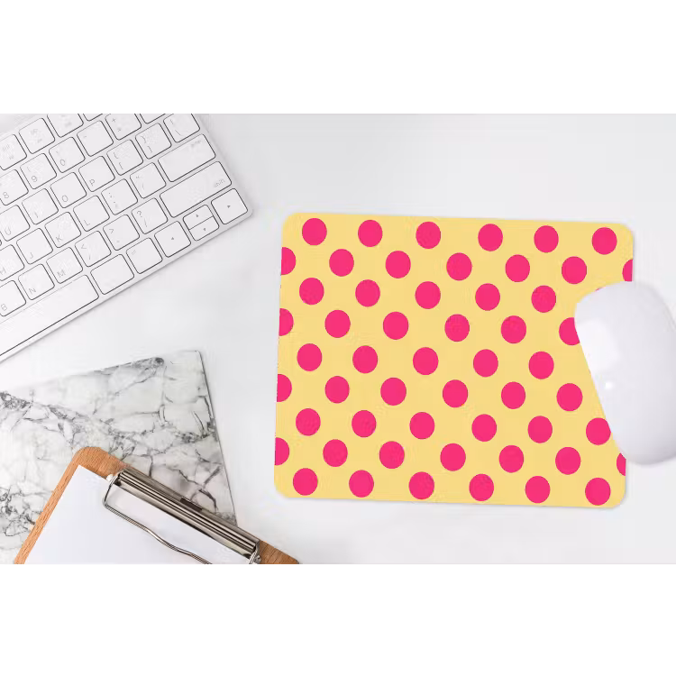 Roze - Stippen - Geel muismat rubber klein 262 -witbureau