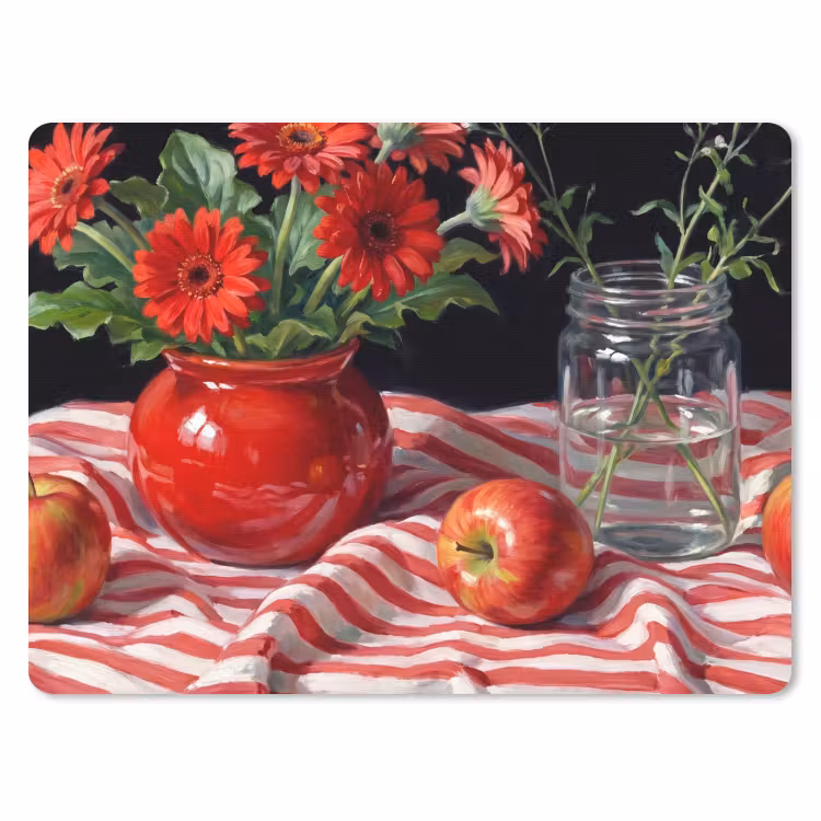 Mauspad - Rote Blumen – Vase - Rode bloemen - Vaas muismat rubber klein