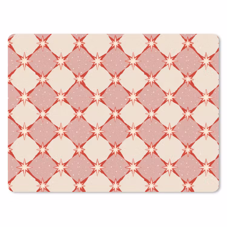 Ruiten - Sterren - Vintage - Oudroze - Rood muismat rubber klein 262 -3d
