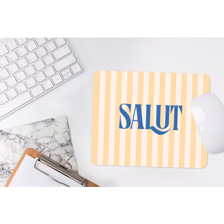 Salut - Quote - Strepen - Geel - Blauw - Wit muismat rubber klein -witbureau