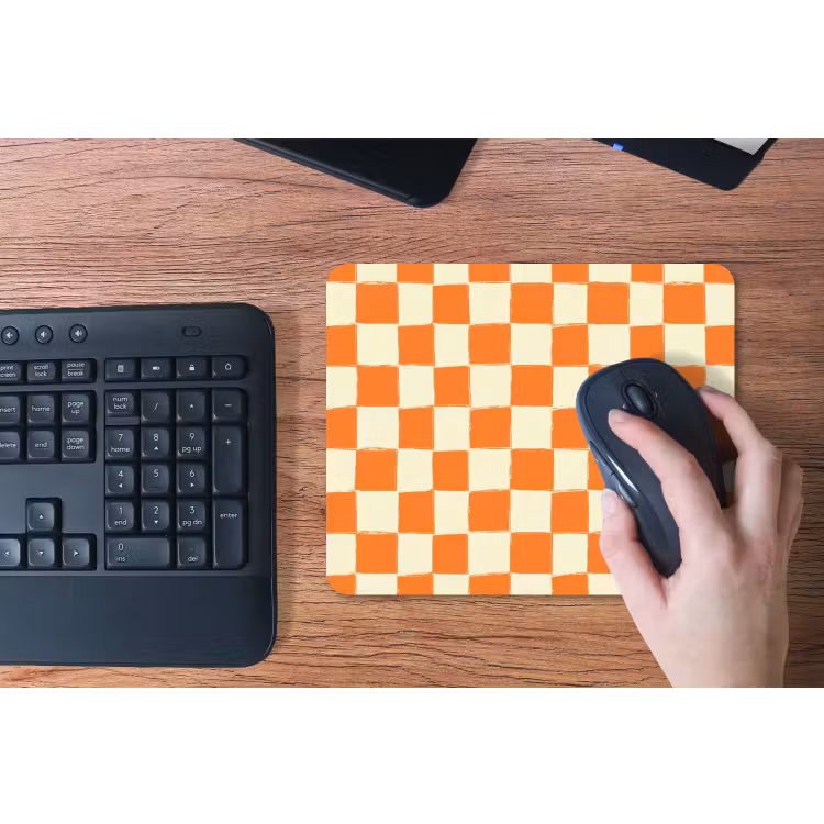 Schaak - Patroon - Oranje muismat rubber klein 262 -toetsenbord