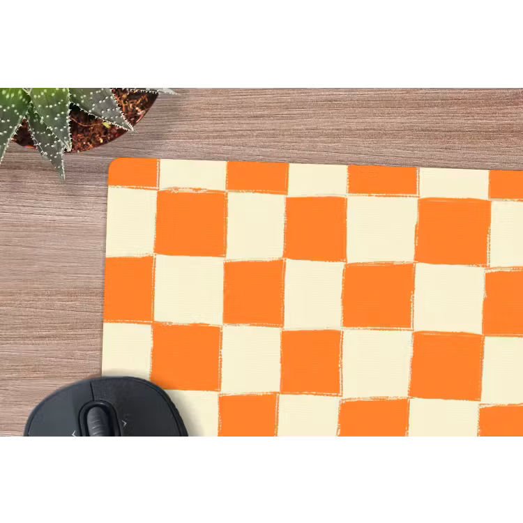 Schaak - Patroon - Oranje muismat rubber klein 262 -closeup