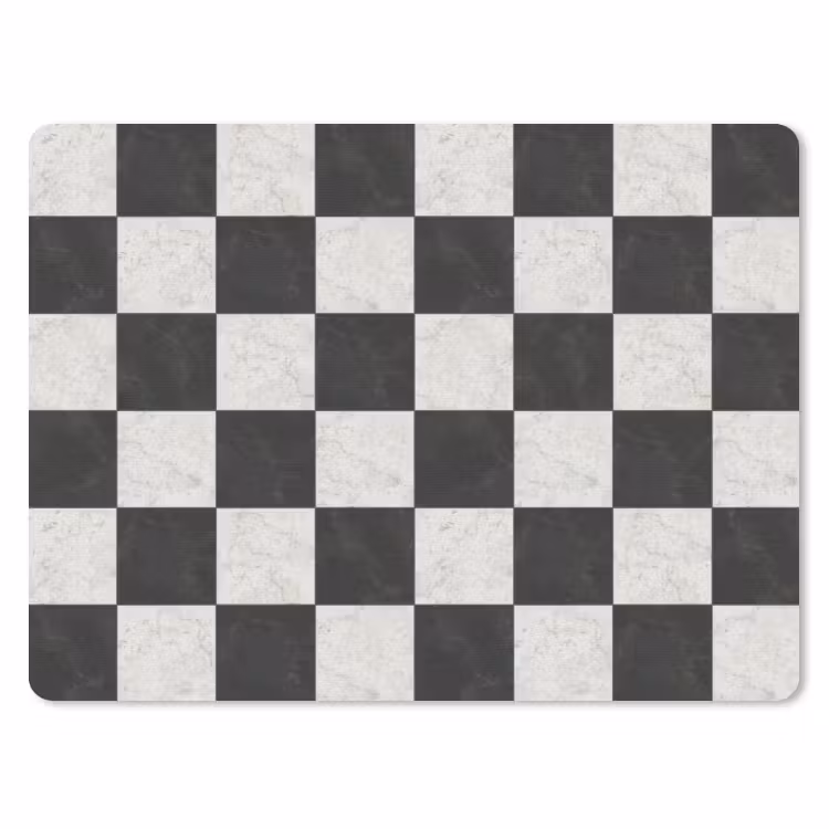 Dambord - Marmer - Zwart - Wit muismat rubber klein 262 -3d