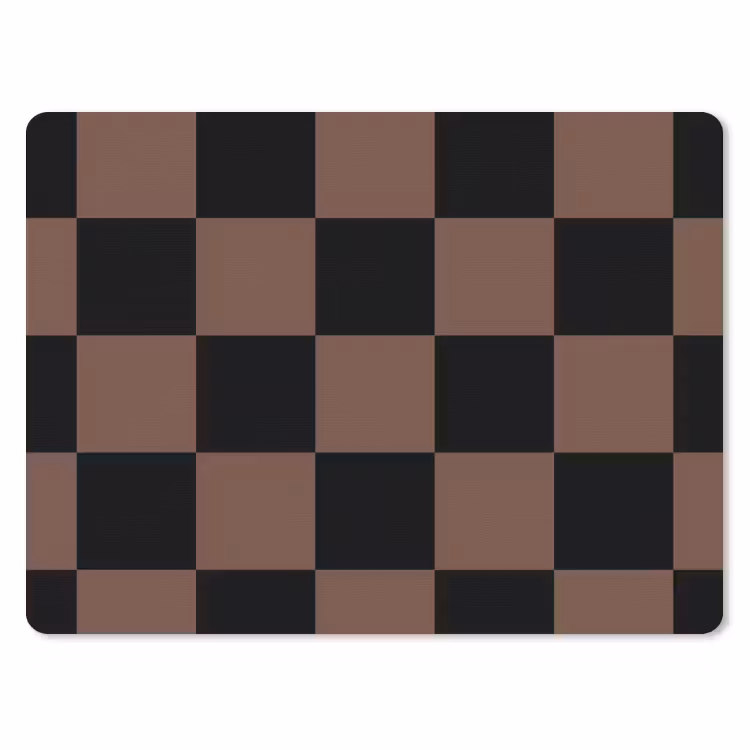 Schaakbord print - Bruin - Zwart - Blokjes muismat rubber klein -3d