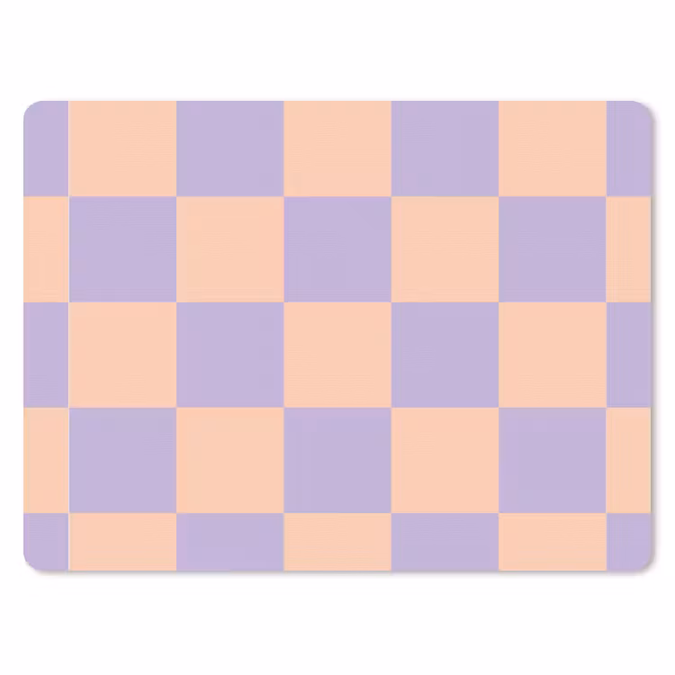Schaakbord patroon - Paars - Roze - Blokjes muismat rubber klein -3d