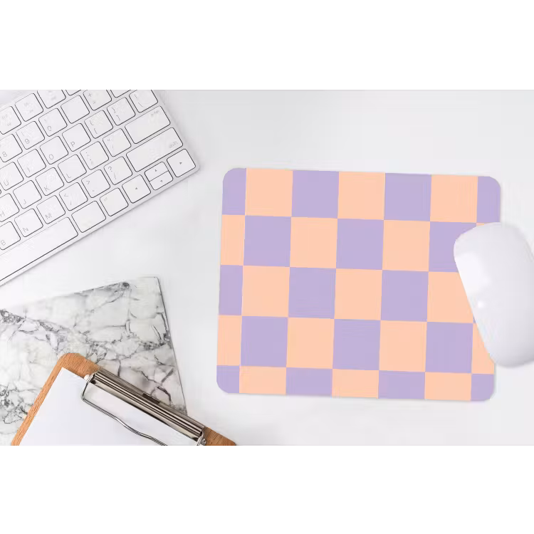 Schaakbord patroon - Paars - Roze - Blokjes muismat rubber klein -witbureau