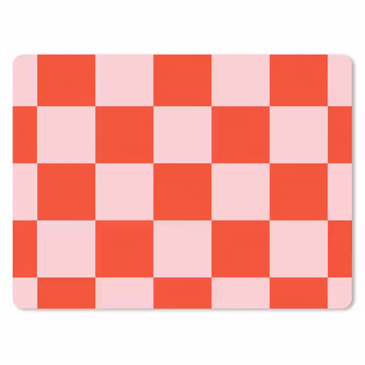 Schaakbord patroon - Rood - Roze - Blokjes muismat rubber klein -3d