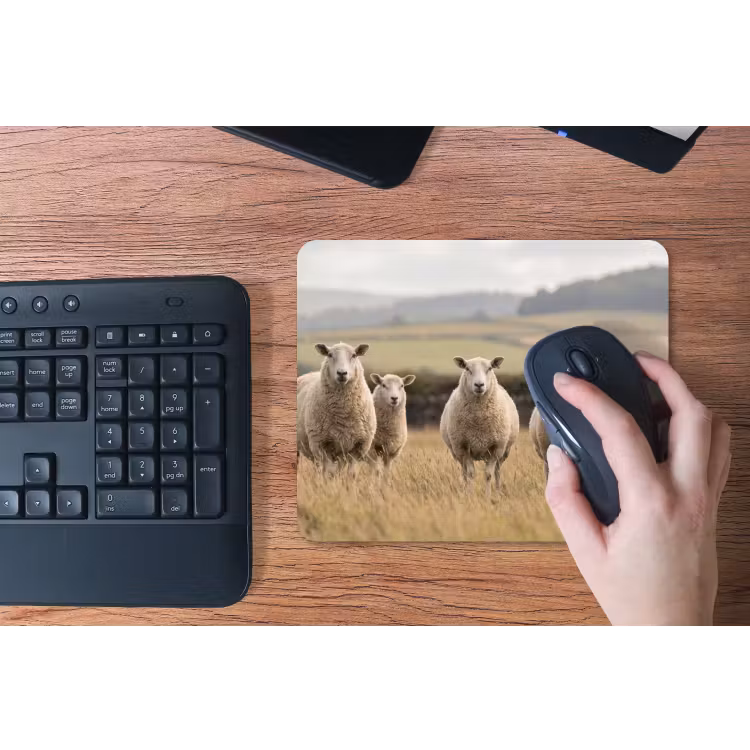 Schapen - Weidenlandschap - Heuvels muismat rubber klein -toetsenbord