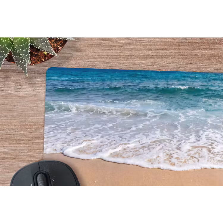 Schildpad - Jong - Strand - Oceaan - Blauw muismat rubber klein -closeup