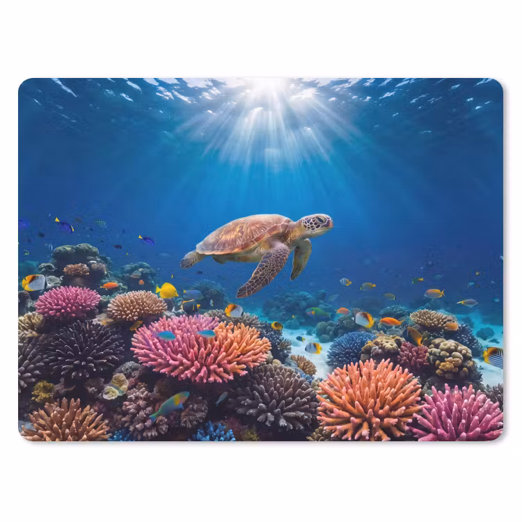 Schildpad - Koraalrif - Oceaan - Dieren - Blauw muismat rubber klein -3d