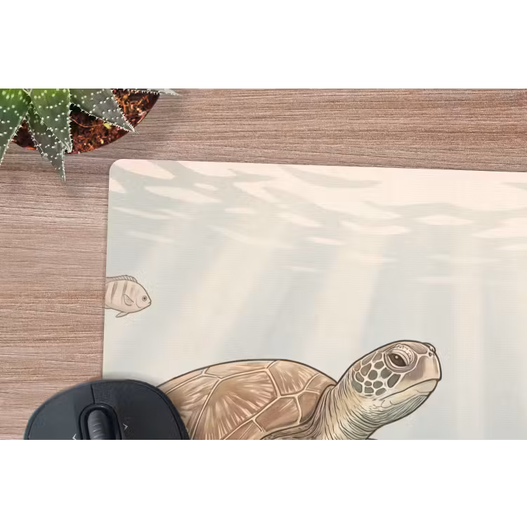 Schildpad - Onderwater - Natuur - Illustratie muismat rubber klein -closeup