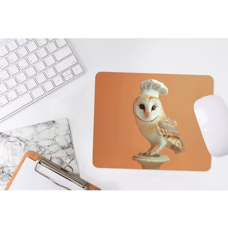Kerkuil - Koksmuts - Oranje - Vogel muismat rubber klein -witbureau