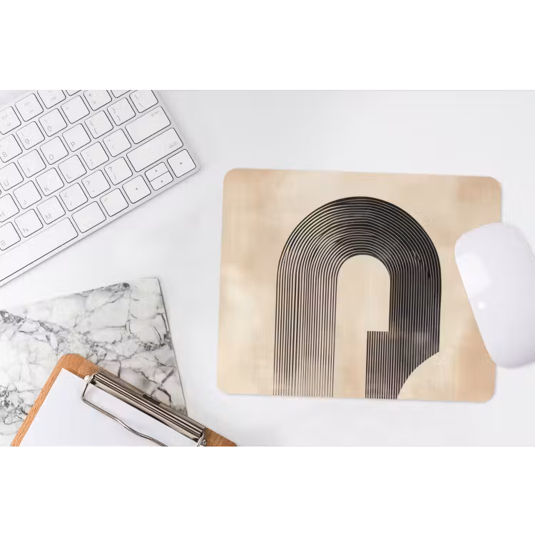 Boog -  Strepen - Minimalistisch - Zwart muismat rubber klein -witbureau