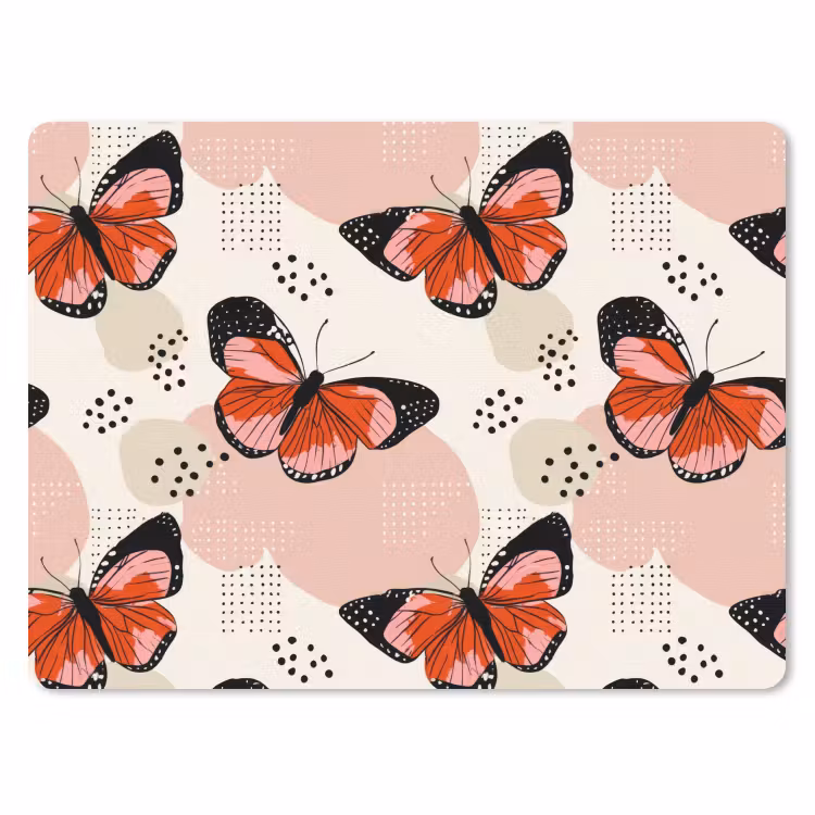 Vlinders - Retro - Kleurrijk muismat rubber klein 262 -3d