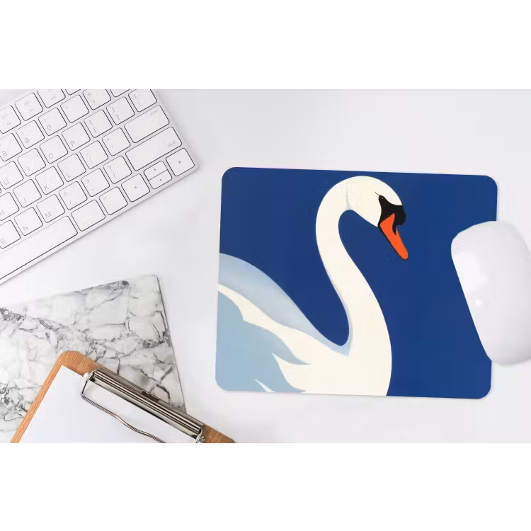 Zwaan - Wit - Snavel - Illustratie muismat rubber klein -witbureau