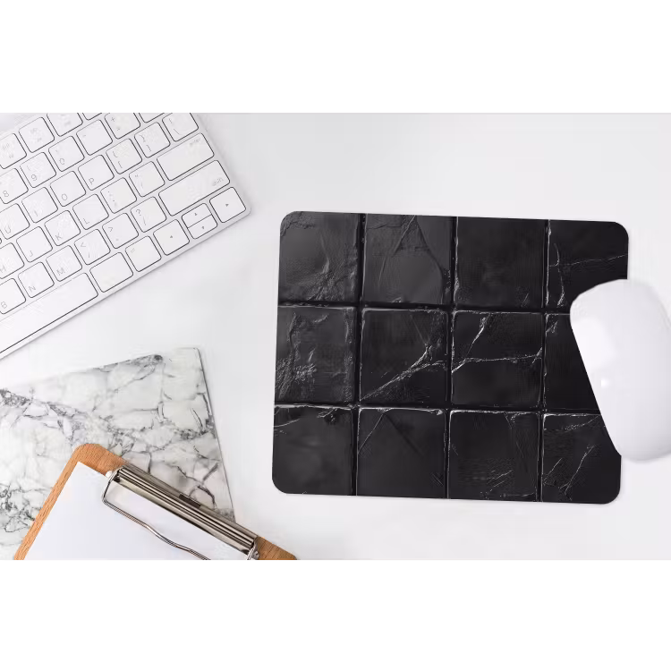 Zwart - Tegels - Steen muismat rubber klein -witbureau