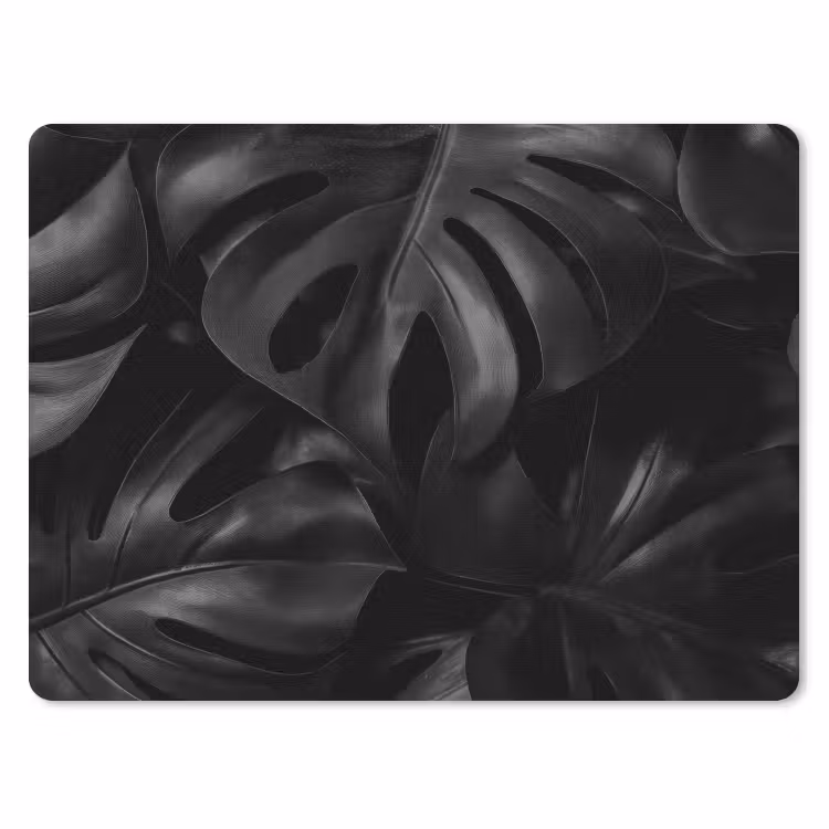 Zwart - Monstera - Bladeren muismat rubber klein -3d
