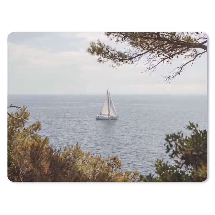 Mauspad - Segelboot – Bäume – Wasser - Zeilboot - bomen - water muismat rubber klein