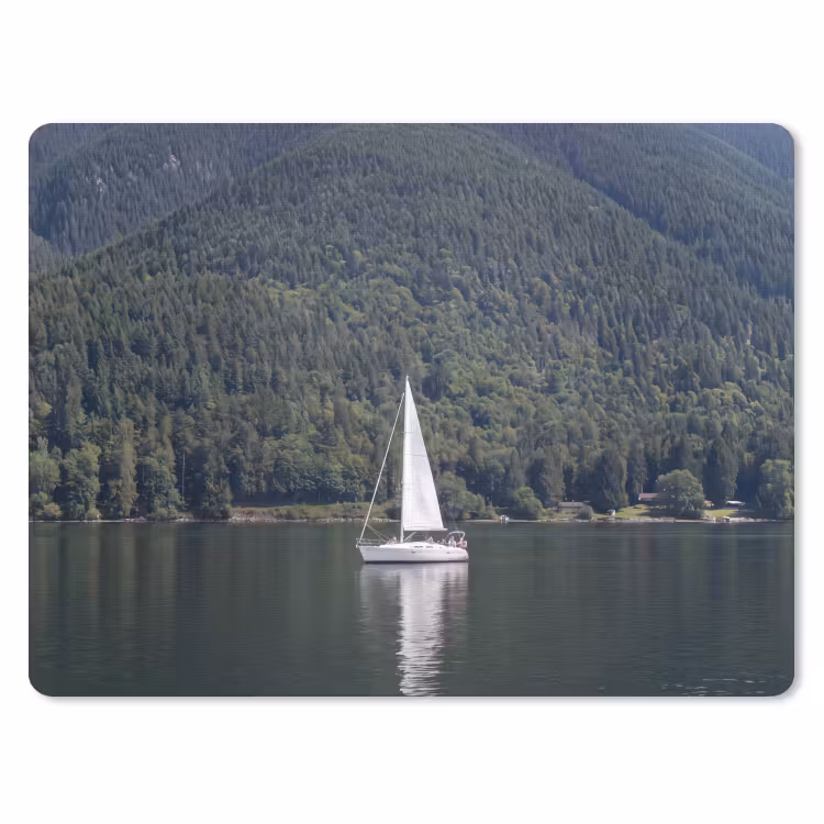 Zeilboot - Water - Bergen - Natuur - Groen muismat rubber klein -3d