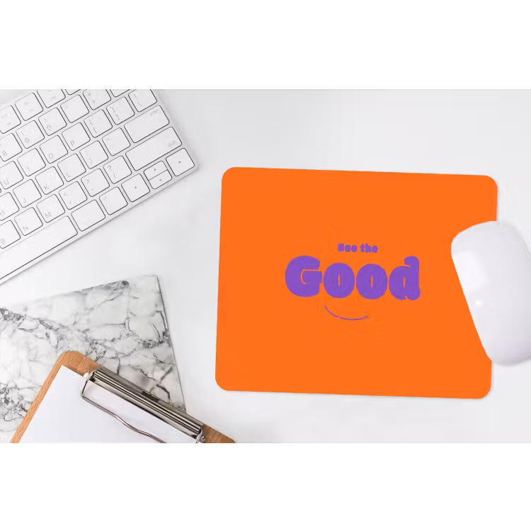 See the good - Paars - Oranje - Smiley muismat rubber klein -witbureau