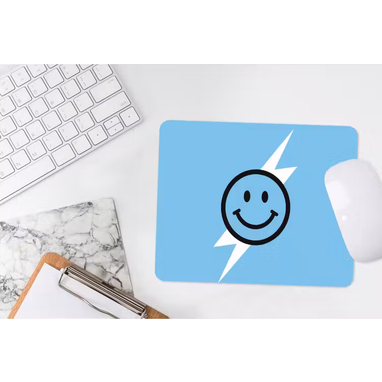 Smiley - Blauw - Bliksem muismat rubber klein -witbureau