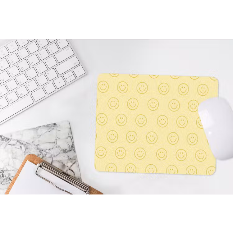 Smileys - Patroon - Retro - Zachtgeel muismat rubber klein 262 -witbureau