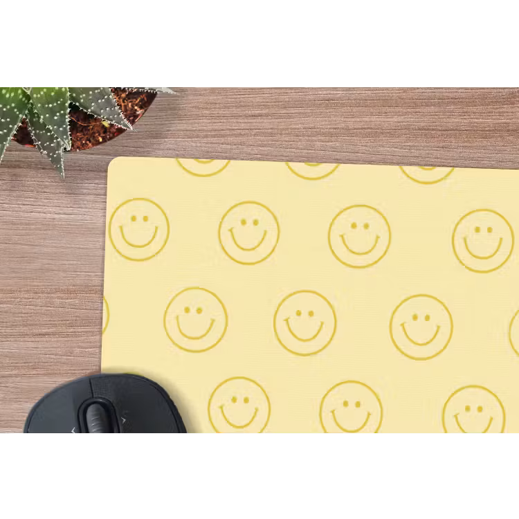 Smileys - Patroon - Retro - Zachtgeel muismat rubber klein 262 -closeup