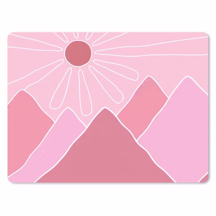 Zon - Bergen - Natuur - Abstract - Roze muismat rubber klein -3d